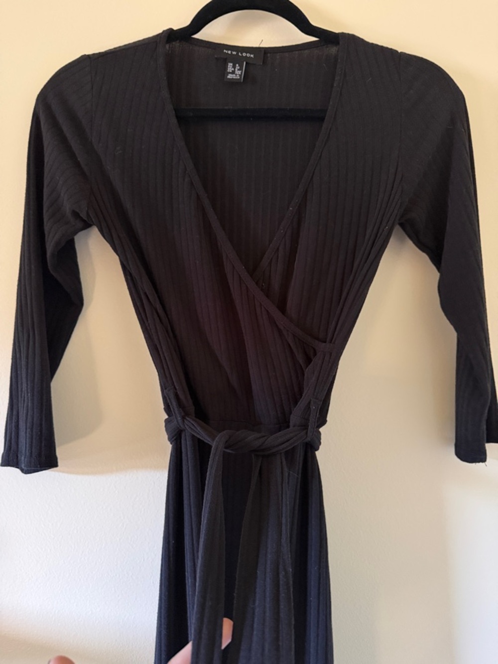 ASOS Black Ribbed Wrap Jumpsuit - Picture 4 of 4